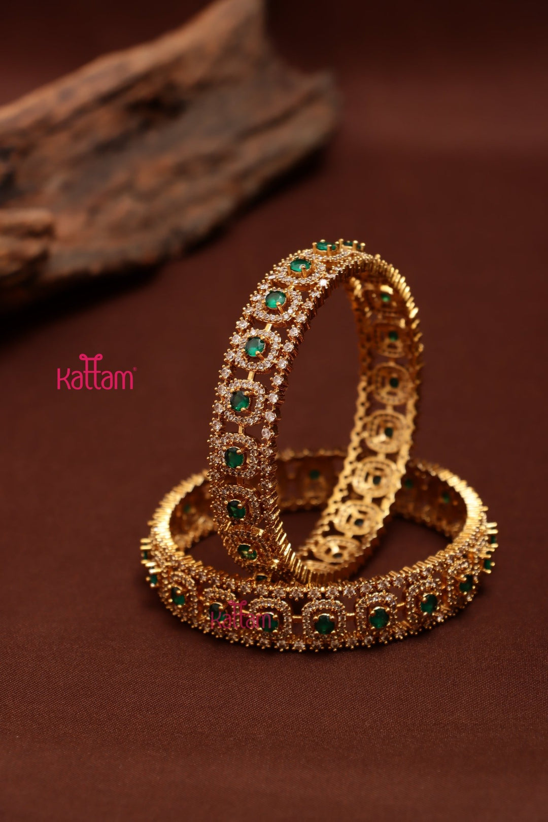 AD Stone Green Festive Bangle - B602 - V4