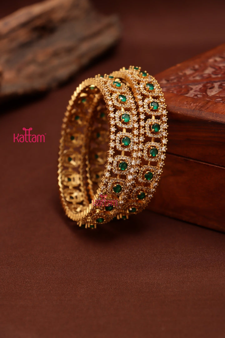 AD Stone Green Festive Bangle - B602 - V4