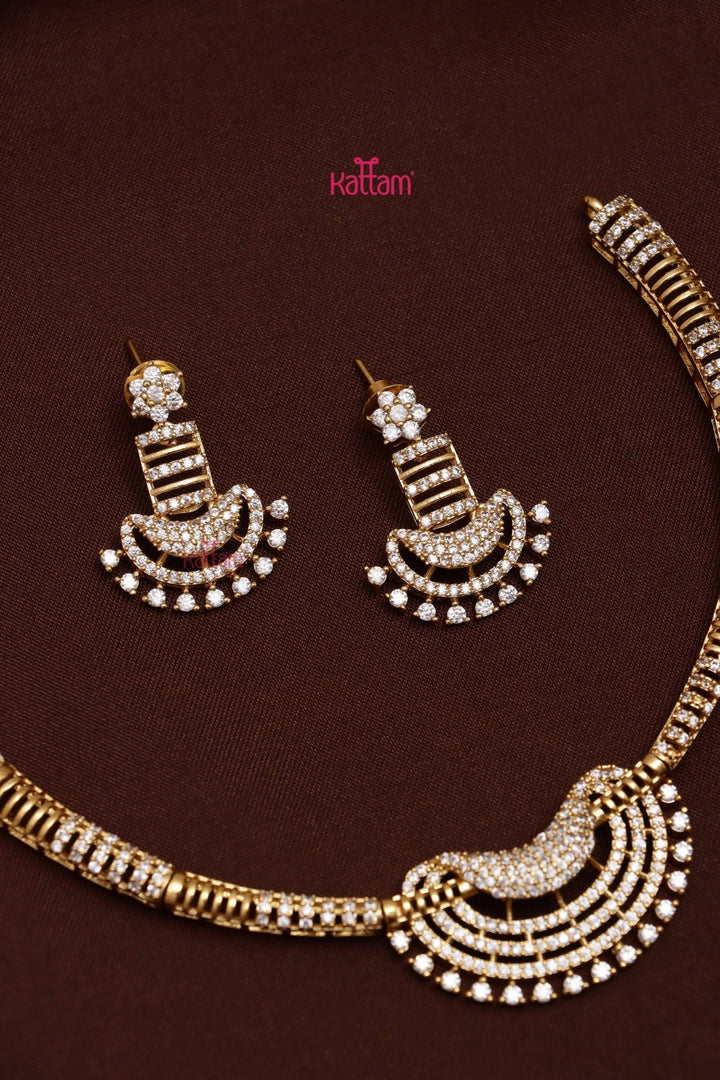 AD Stone Patterned Hasli Choker - N3653