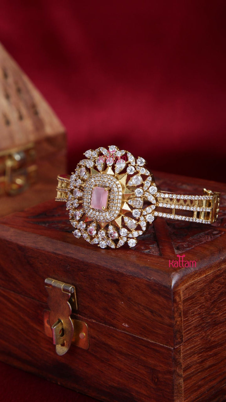 AD Stone Pink Kada Bangle - B523