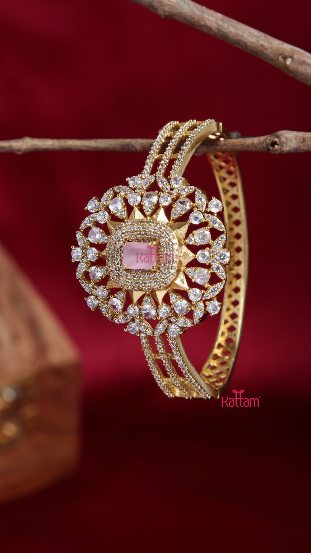 AD Stone Pink Kada Bangle - B523