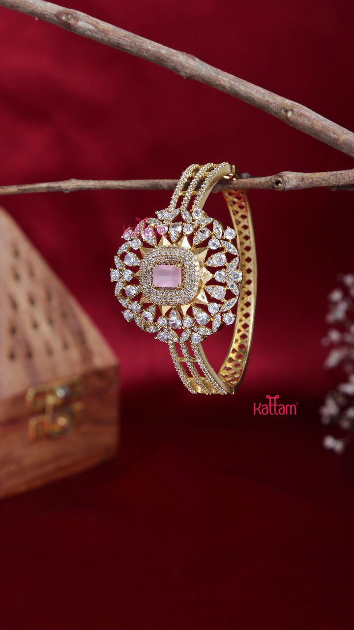 AD Stone Pink Kada Bangle - B523