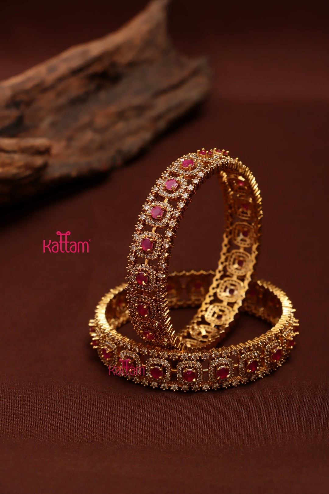 AD Stone Ruby Festive Bangle - B601 - V4