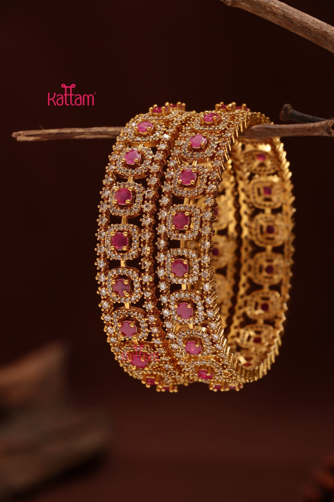 AD Stone Ruby Festive Bangle - B601 - V4