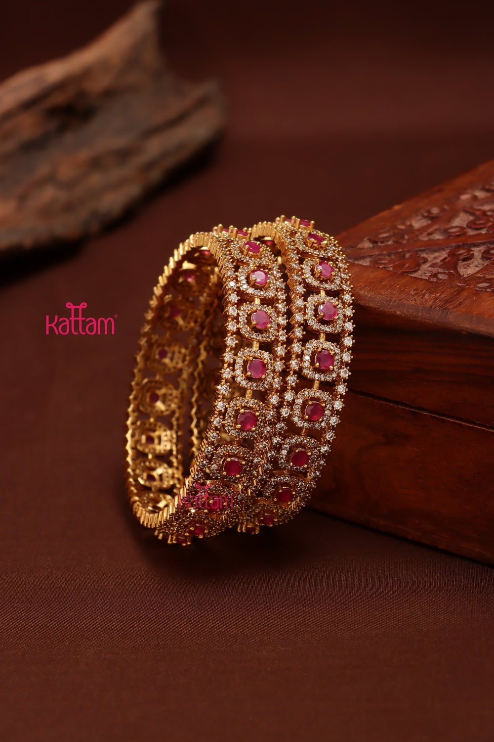 AD Stone Ruby Festive Bangle - B601 - V4