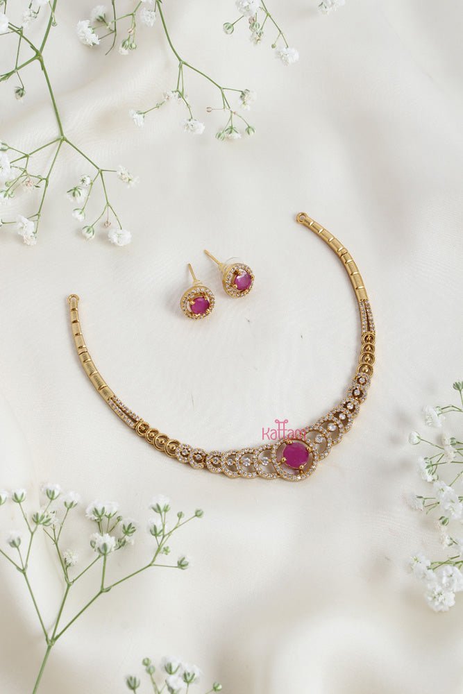 AD Stone Ruby Hasli Choker - N2496