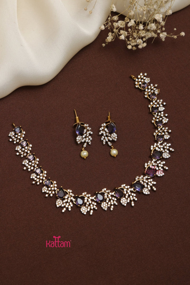 AD Thilak Leafy Choker - Purple - N5217