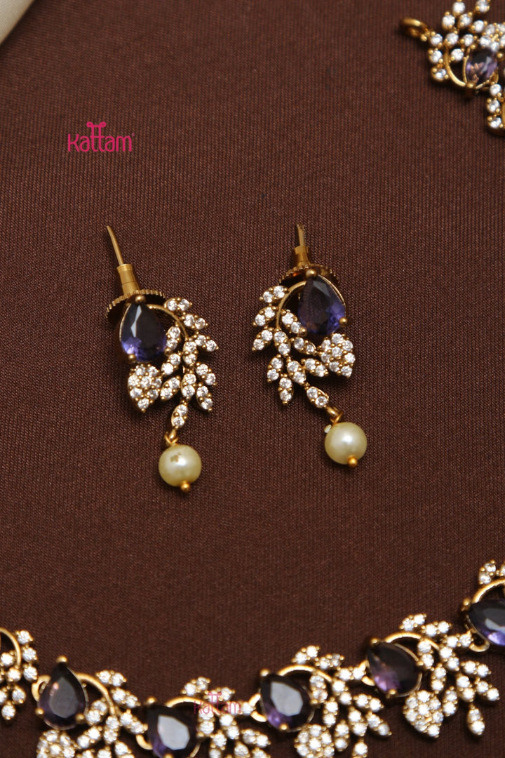AD Thilak Leafy Choker - Purple - N5217