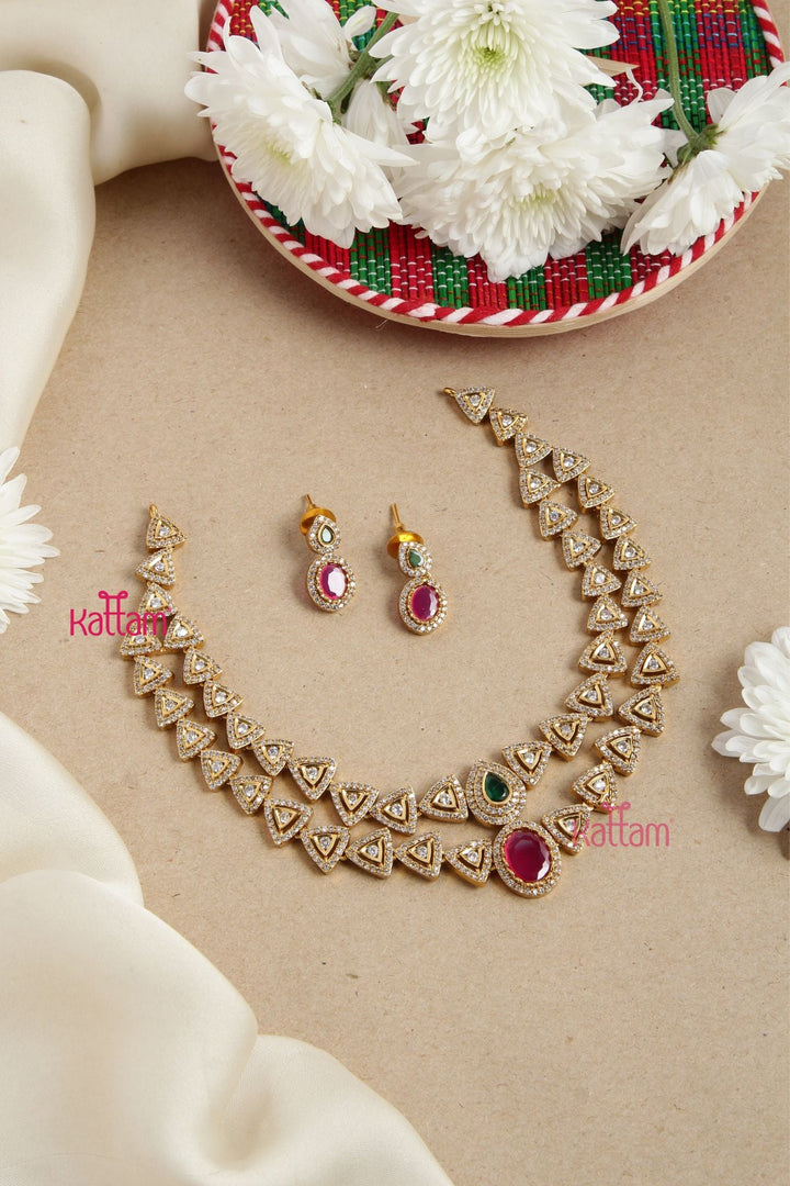 AD Triangle Layered Choker Set - N5056