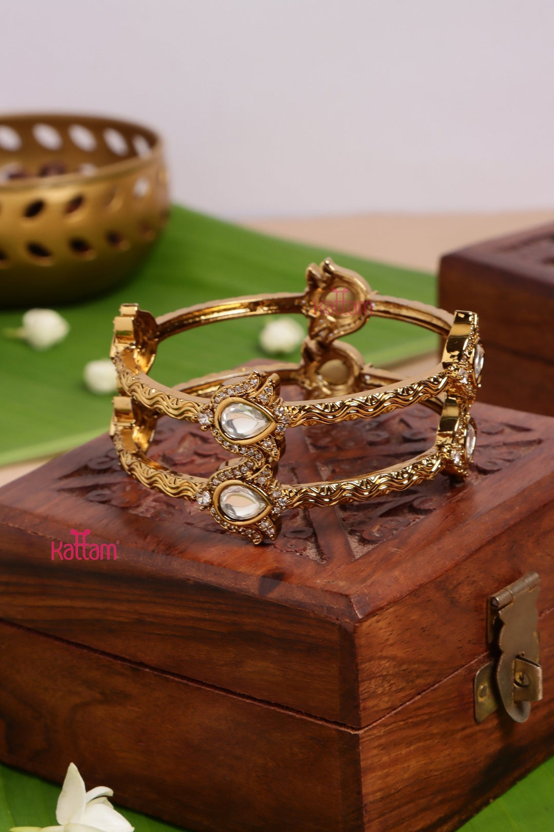 AD White Drop Bangle Set - B553 - V4