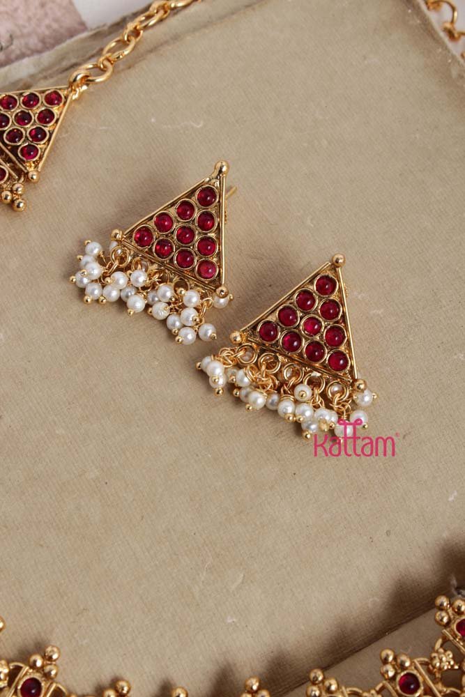 Adhanya - Ruby Stone Pearl Choker - N2286