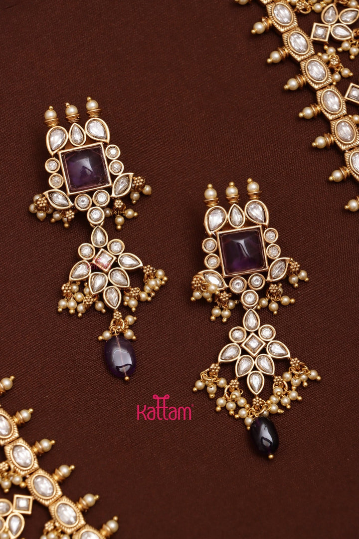 Adorna - Kundan Stone Purple Haram - N3593