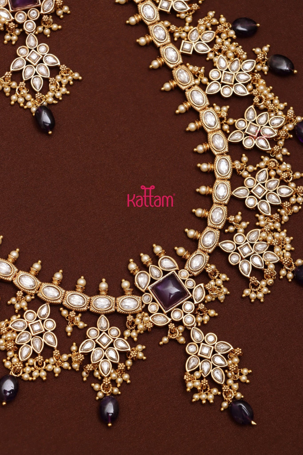 Adorna - Kundan Stone Purple Haram - N3593