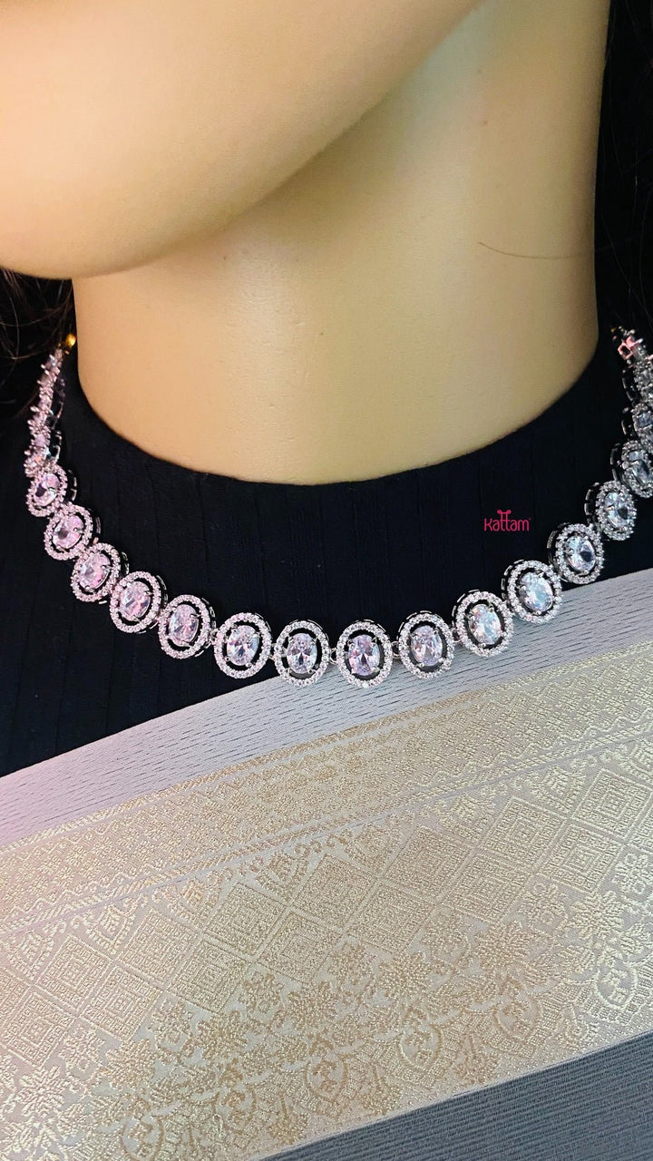 American Diamond Oval Necklace - N1086