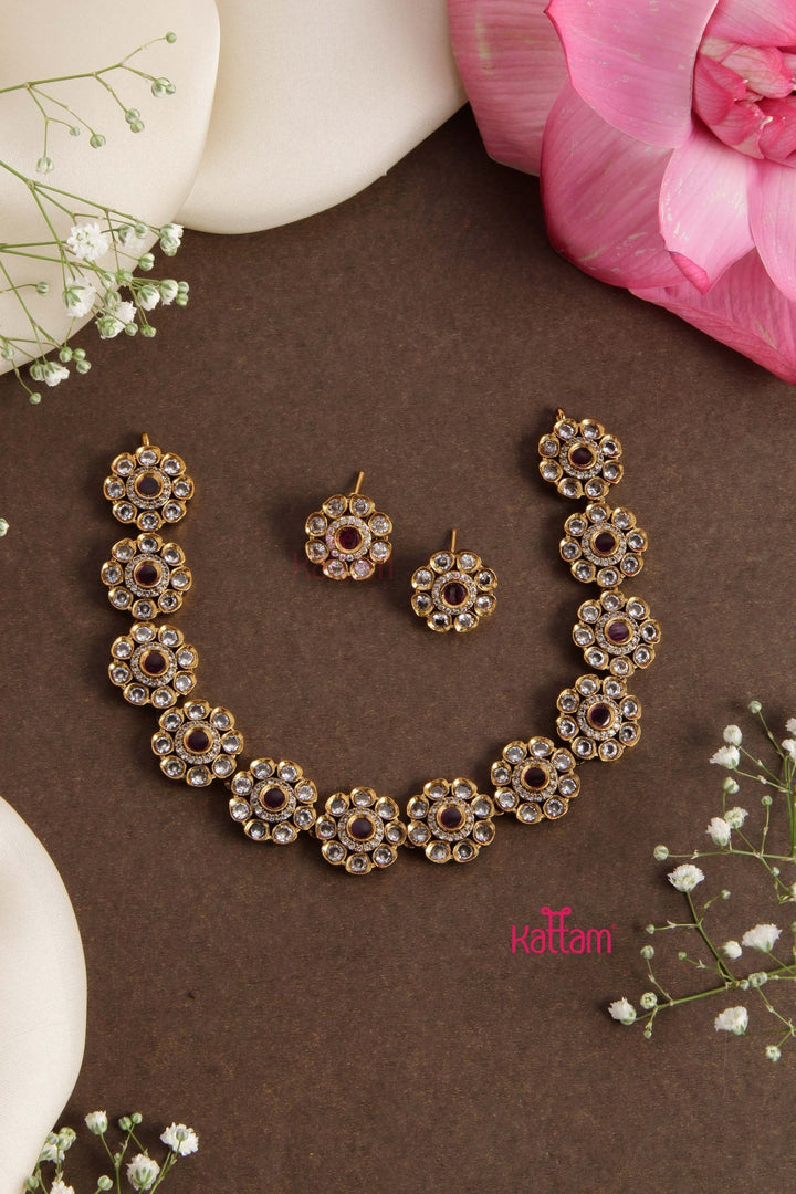 American Diamond Ruby Choker - N2749