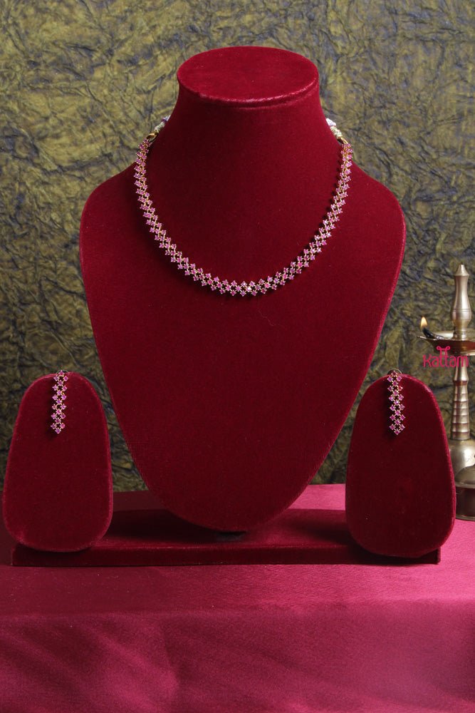 American Diamond Ruby Stone Choker - N1790