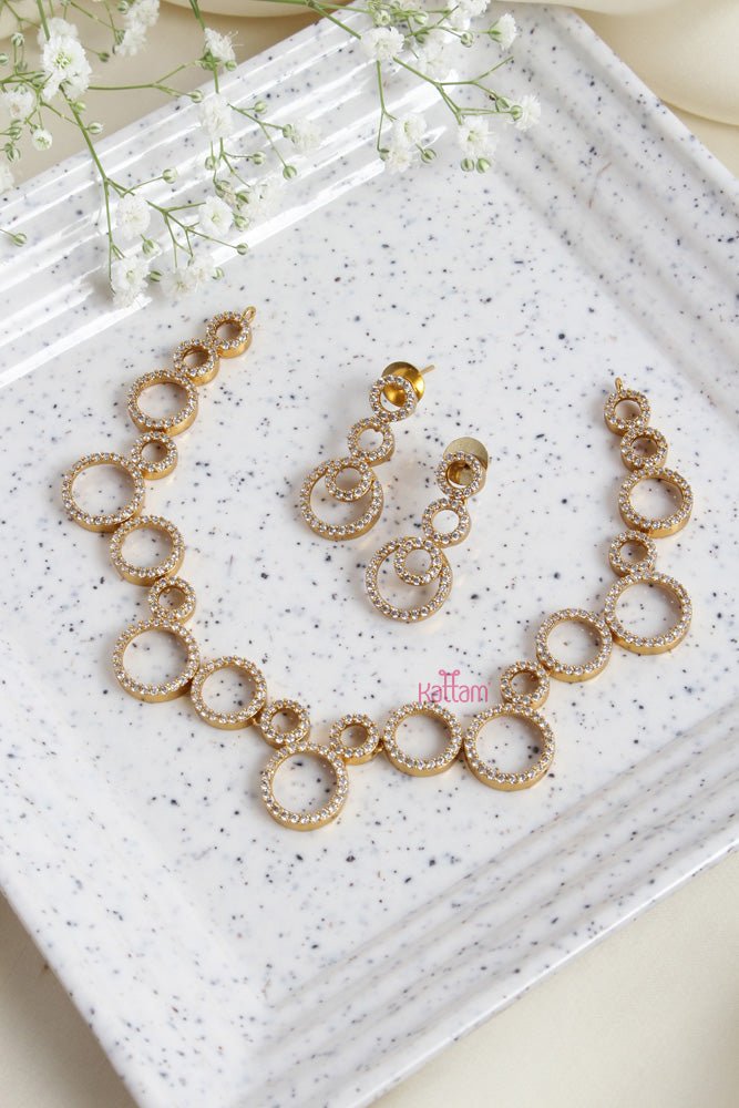 American Diamond White Stone Ring Choker - N5012