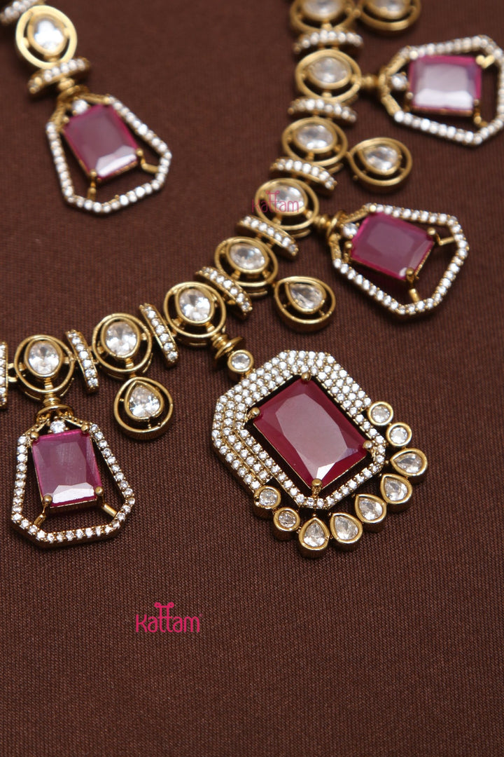 Anisha AD Ruby Stone Block Choker - N5229