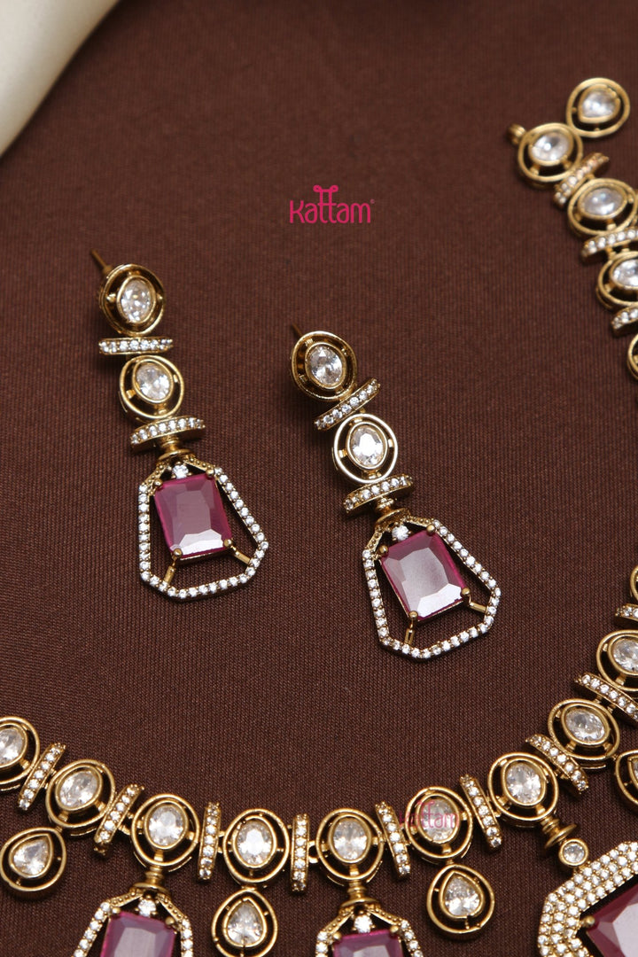 Anisha AD Ruby Stone Block Choker - N5229