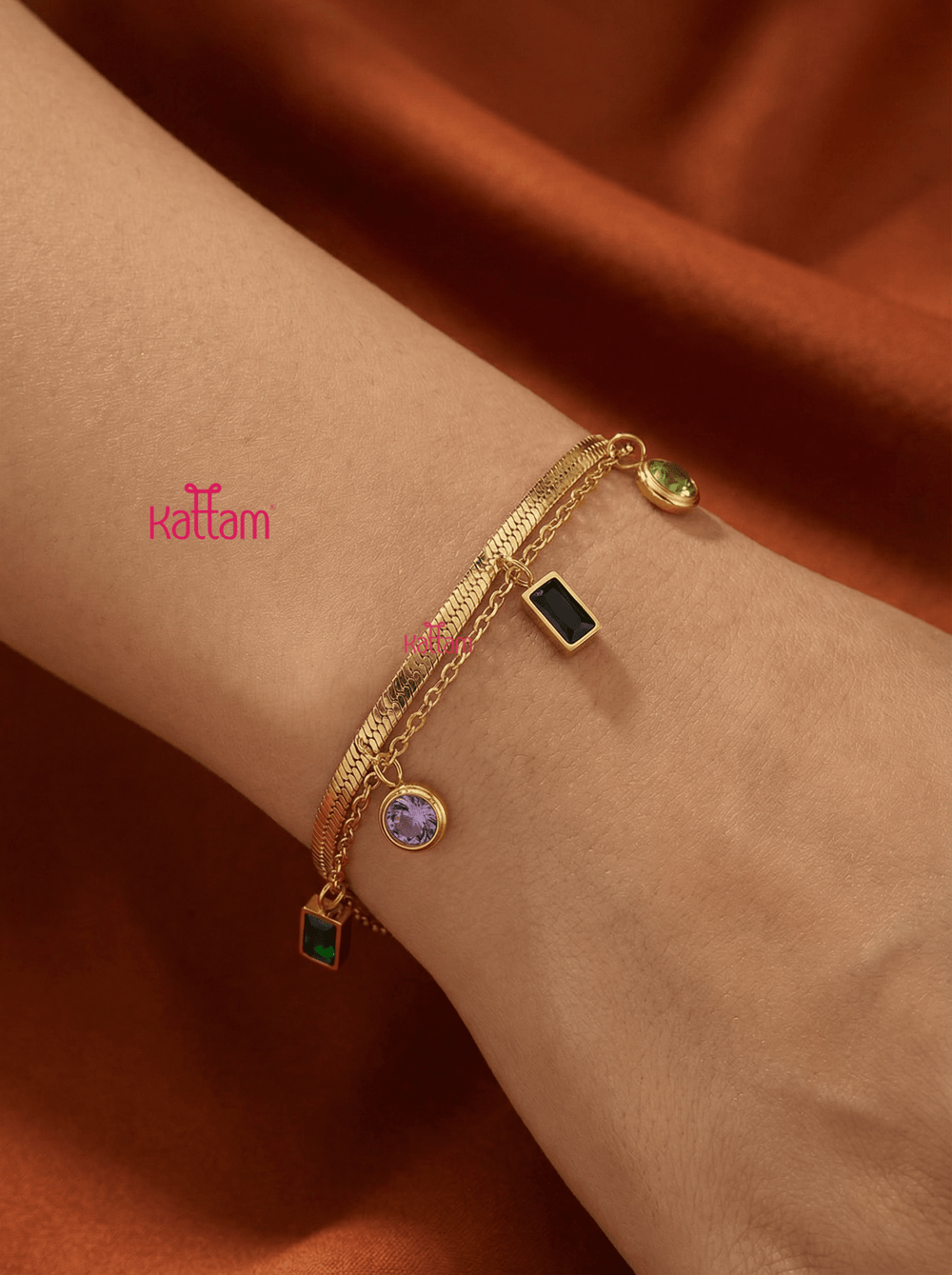 Anti Tarnish Multistone Double Layer Bracelet - ATB1