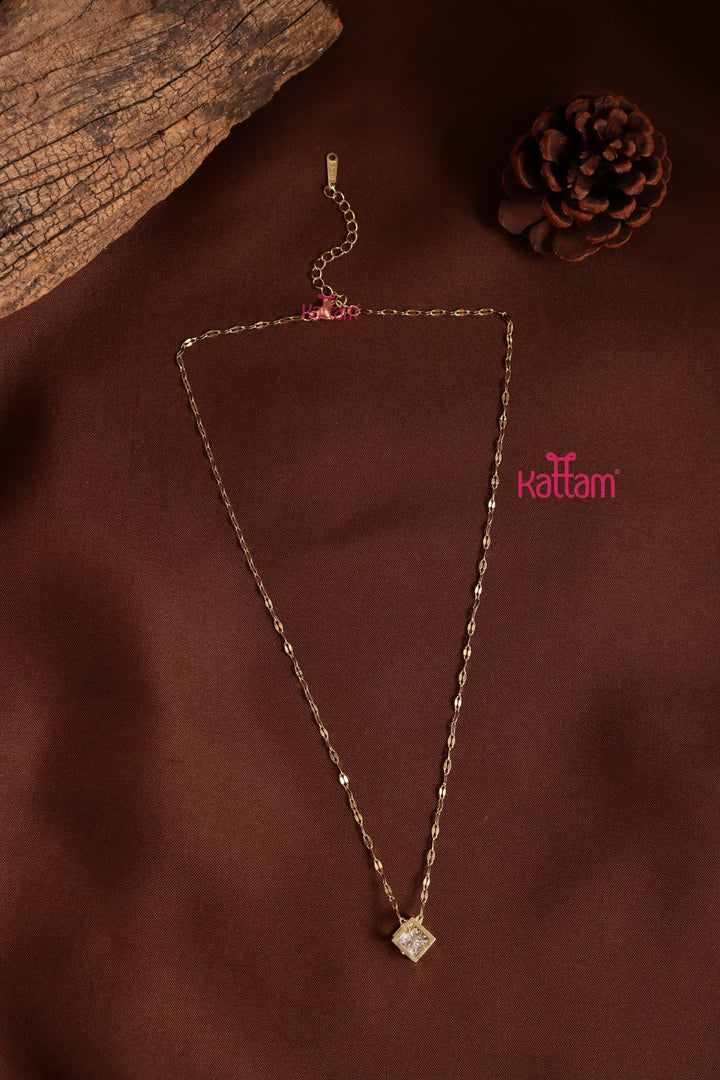 Anti Tarnished Cube Necklace - ATN07