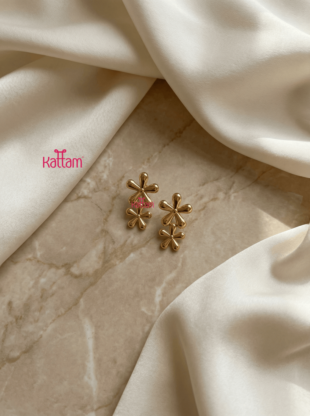 Anti Tarnished Double Flower Earring - ATE15