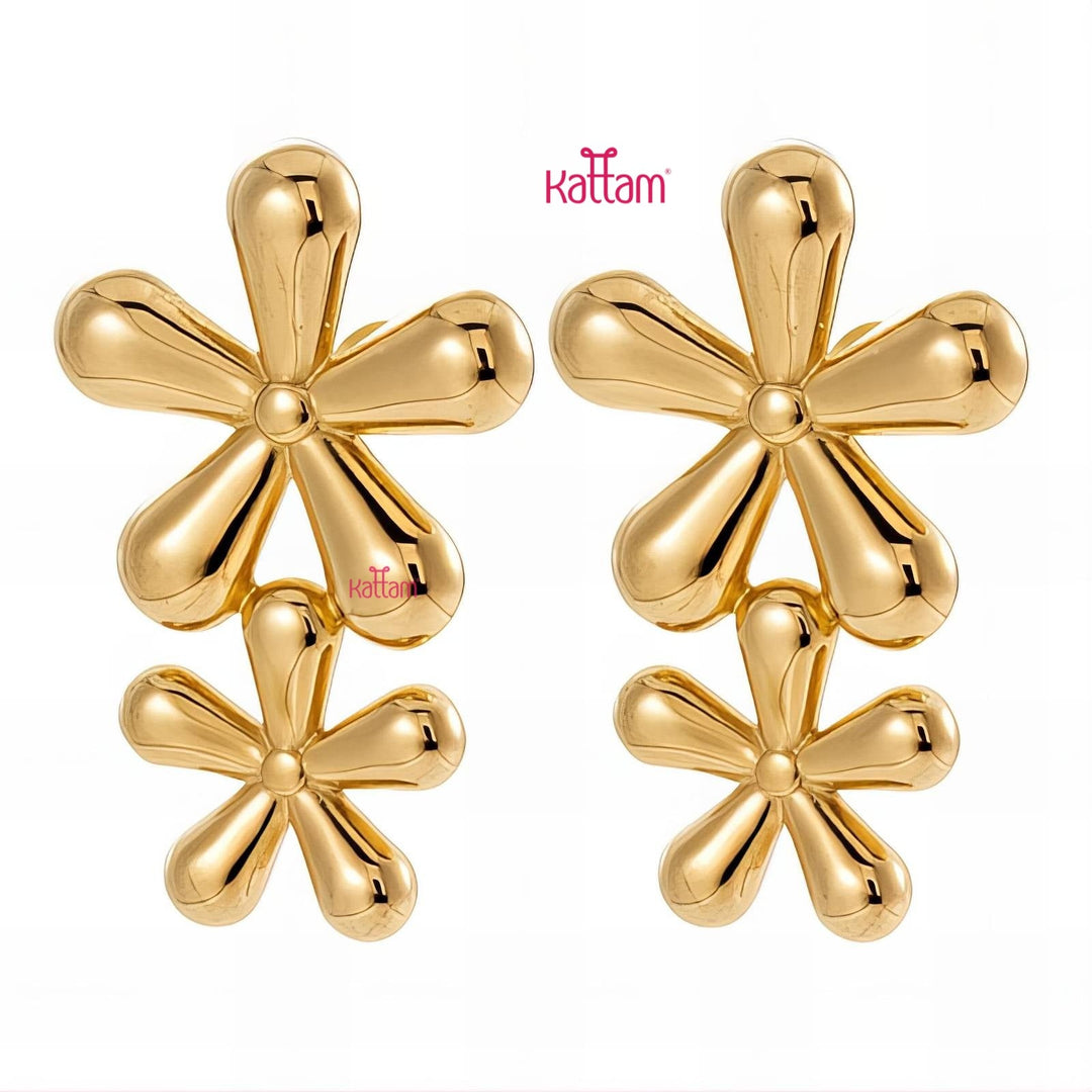 Anti Tarnished Double Flower Earring - ATE15