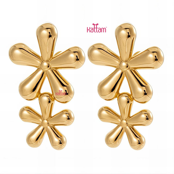 Anti Tarnished Double Flower Earring - ATE15