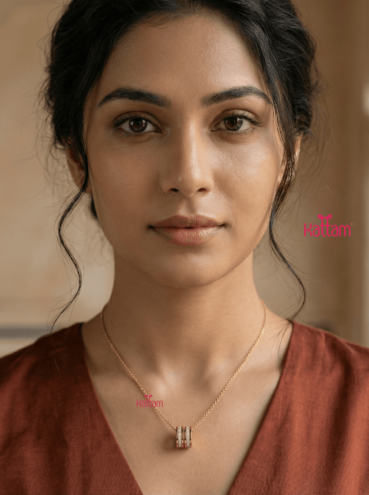 Anti Tarnished Double Ring Pendant Chain - ATN06