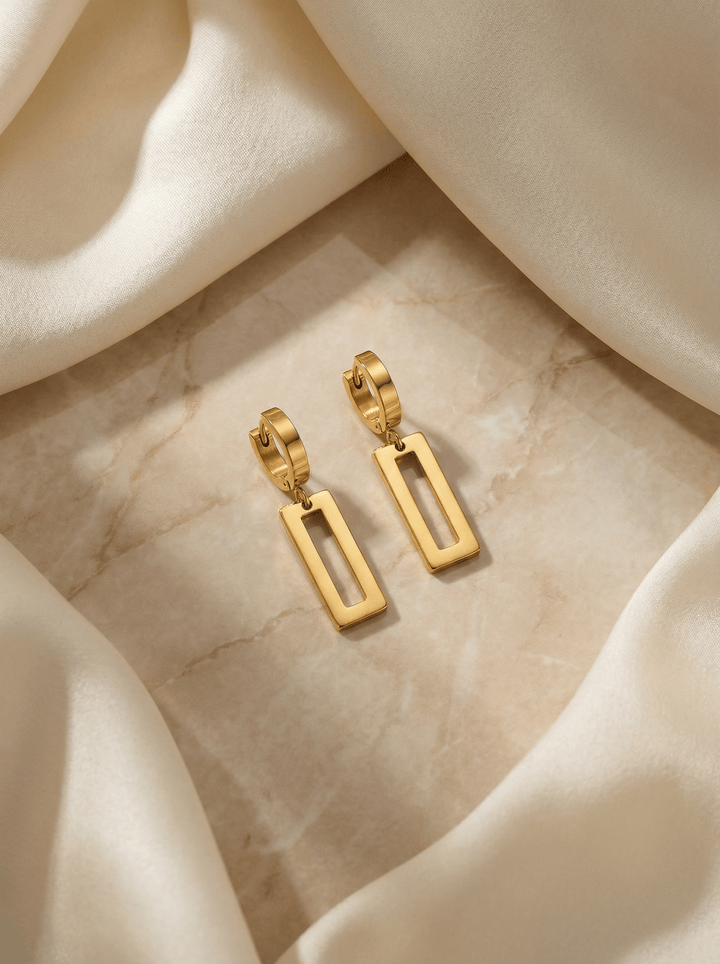 Anti Tarnished Geometric Drop Earrings - ATE17