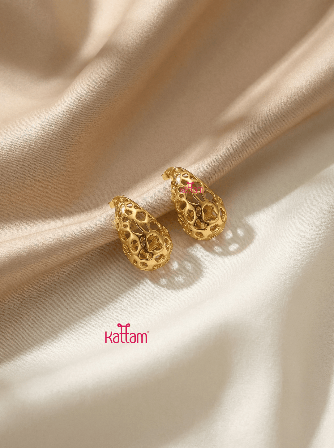 Anti Tarnished Hallow Teardrop Earring - ATE08