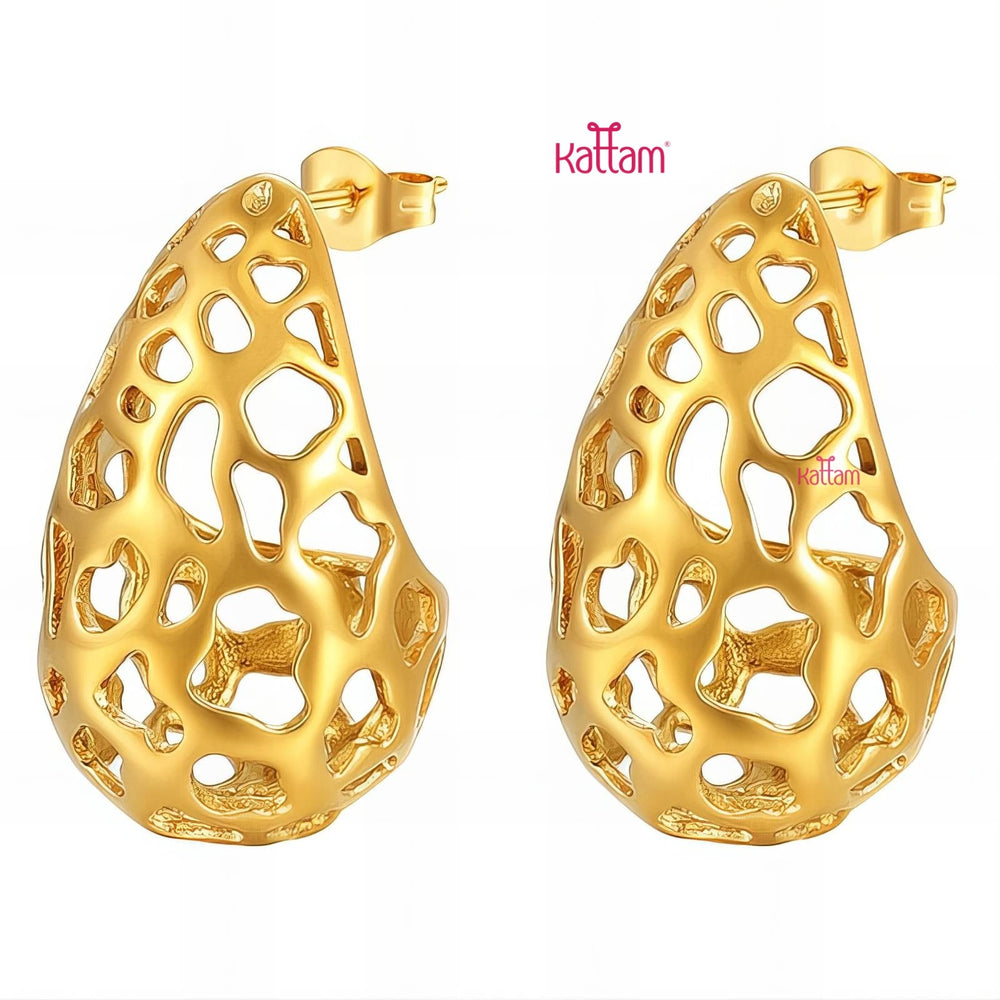 Anti Tarnished Hallow Teardrop Earring - ATE08