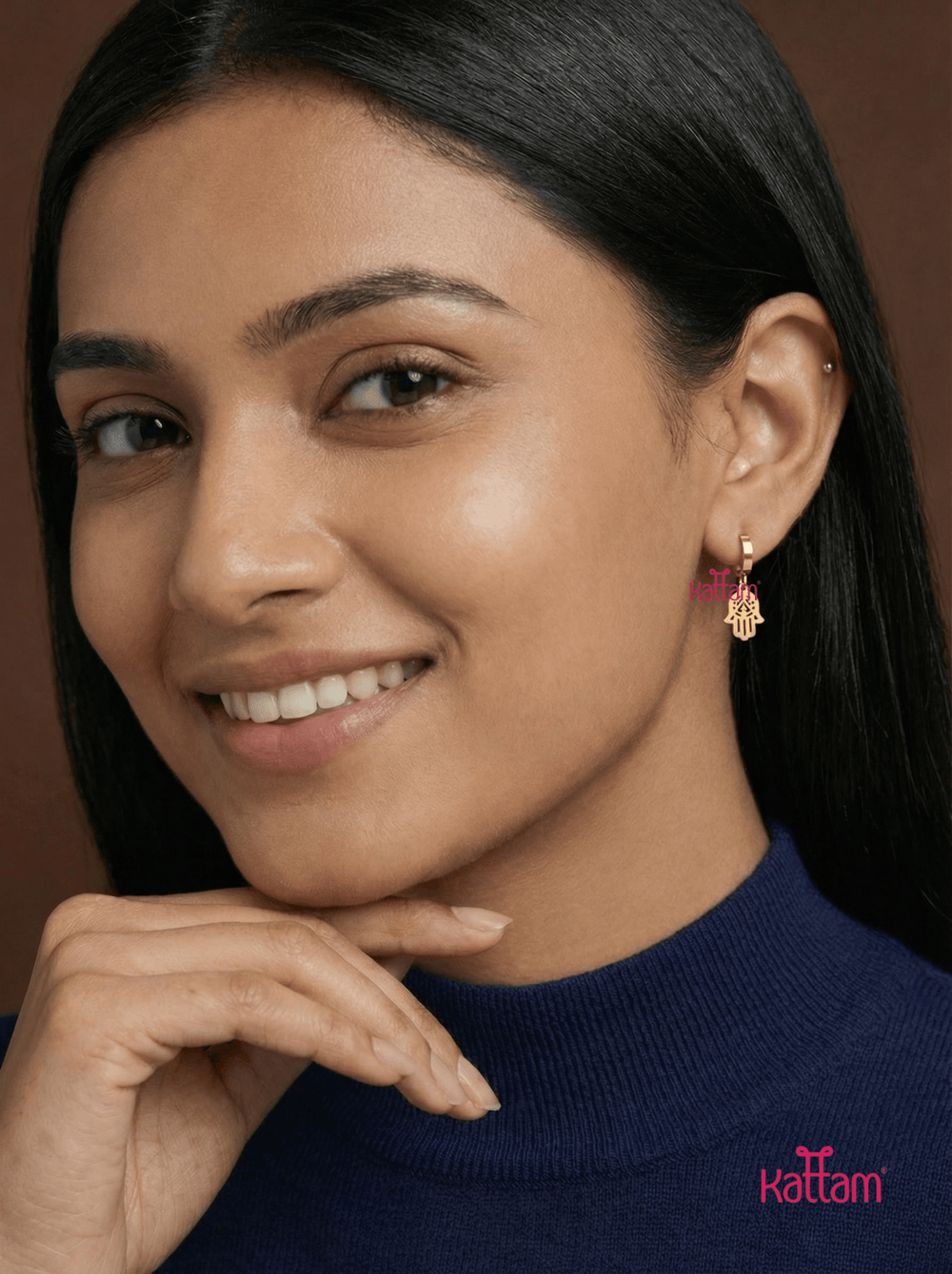 Anti Tarnished Hamsa Dangle Drop Earrings - ATE18