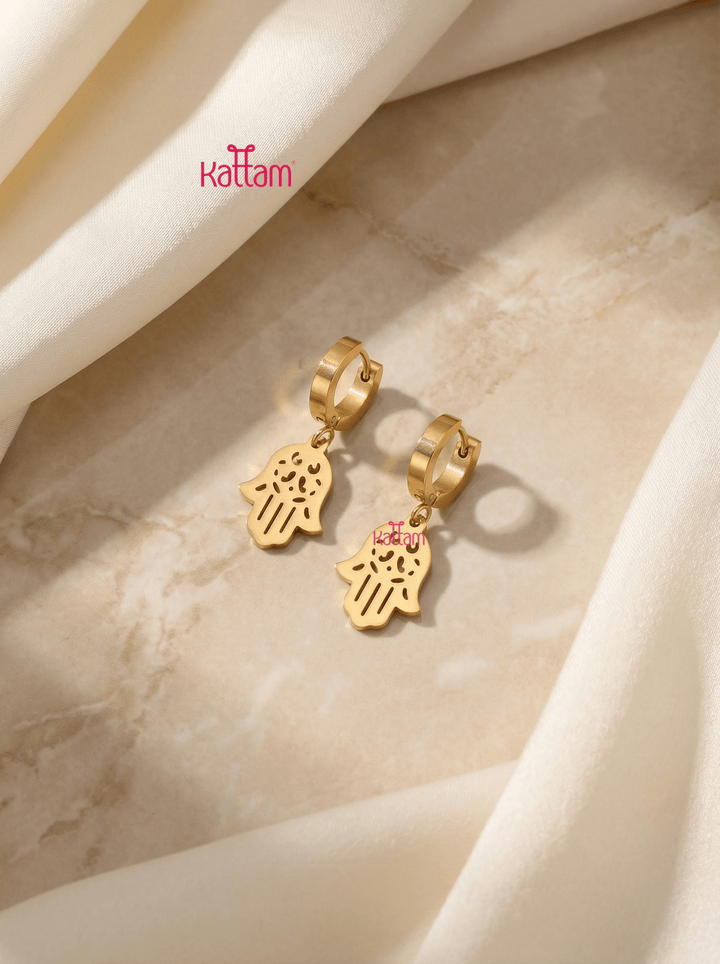 Anti Tarnished Hamsa Dangle Drop Earrings - ATE18