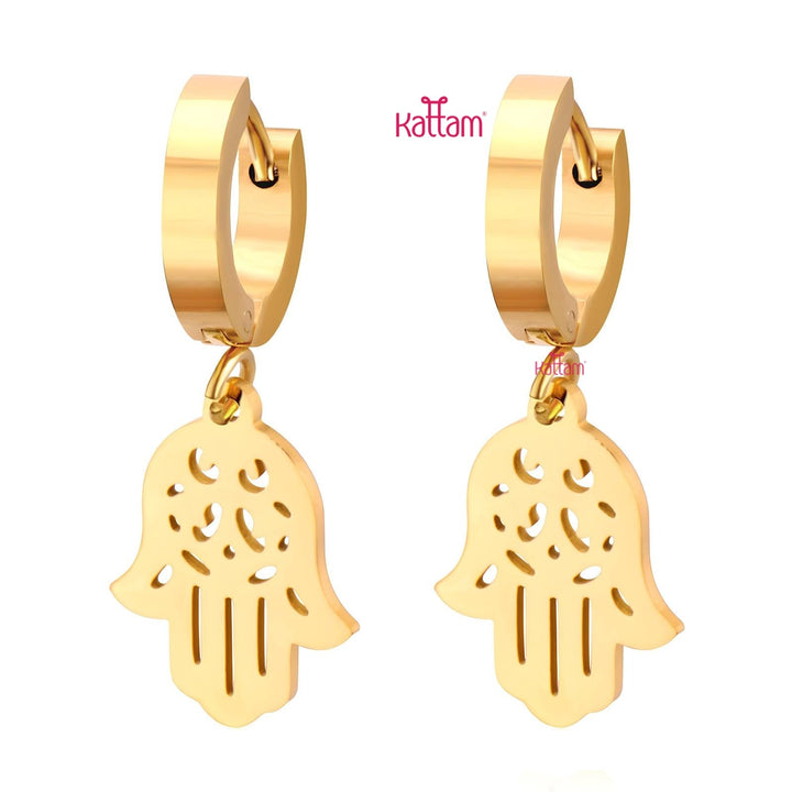 Anti Tarnished Hamsa Dangle Drop Earrings - ATE18