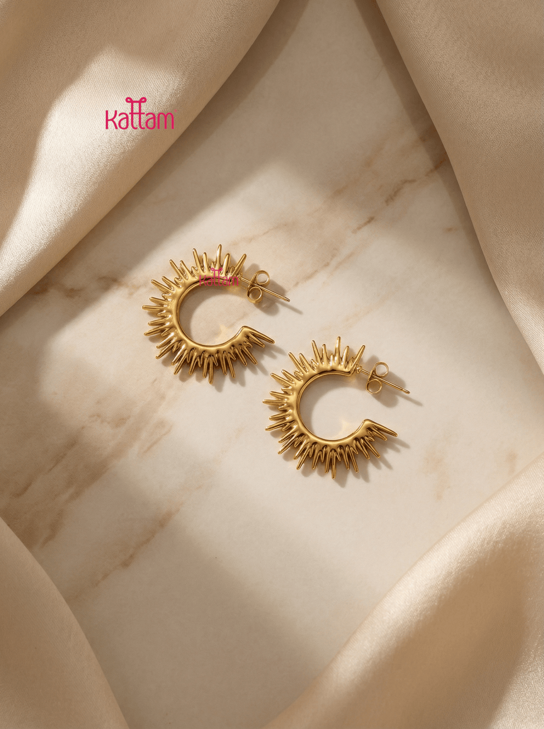 Anti Tarnished Spike Hoop Earrings - ATE20