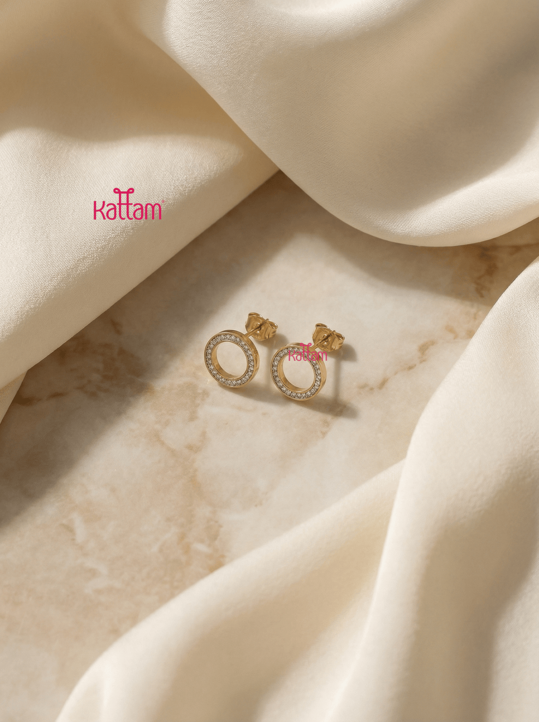 Anti Tarnished Stone Circle Earring - ATE16