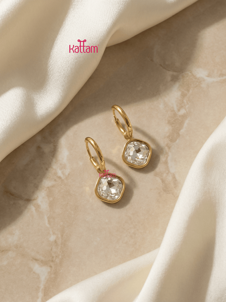 Anti Tarnished Stone Dome Earring - ATE22