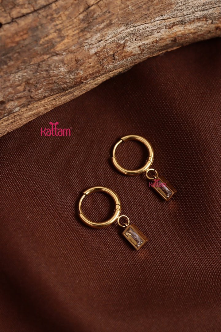 Anti Tarnished Stone Drop Earring - ATE11