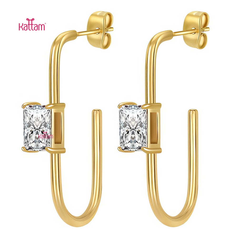 Anti Tarnished White Stone Drop Earring - ATE27