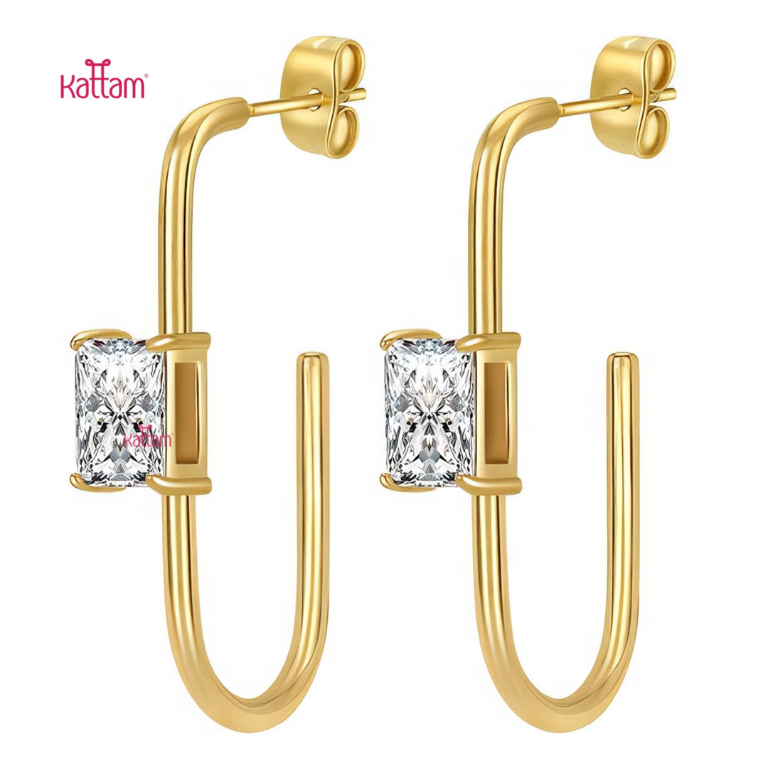 Anti Tarnished White Stone Drop Earring - ATE27