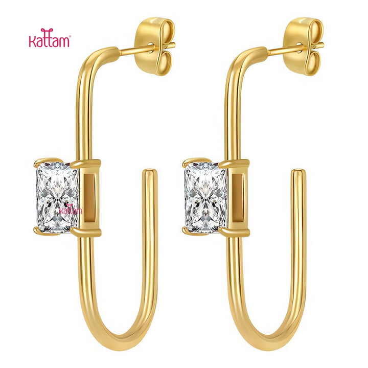 Anti Tarnished White Stone Drop Earring - ATE27