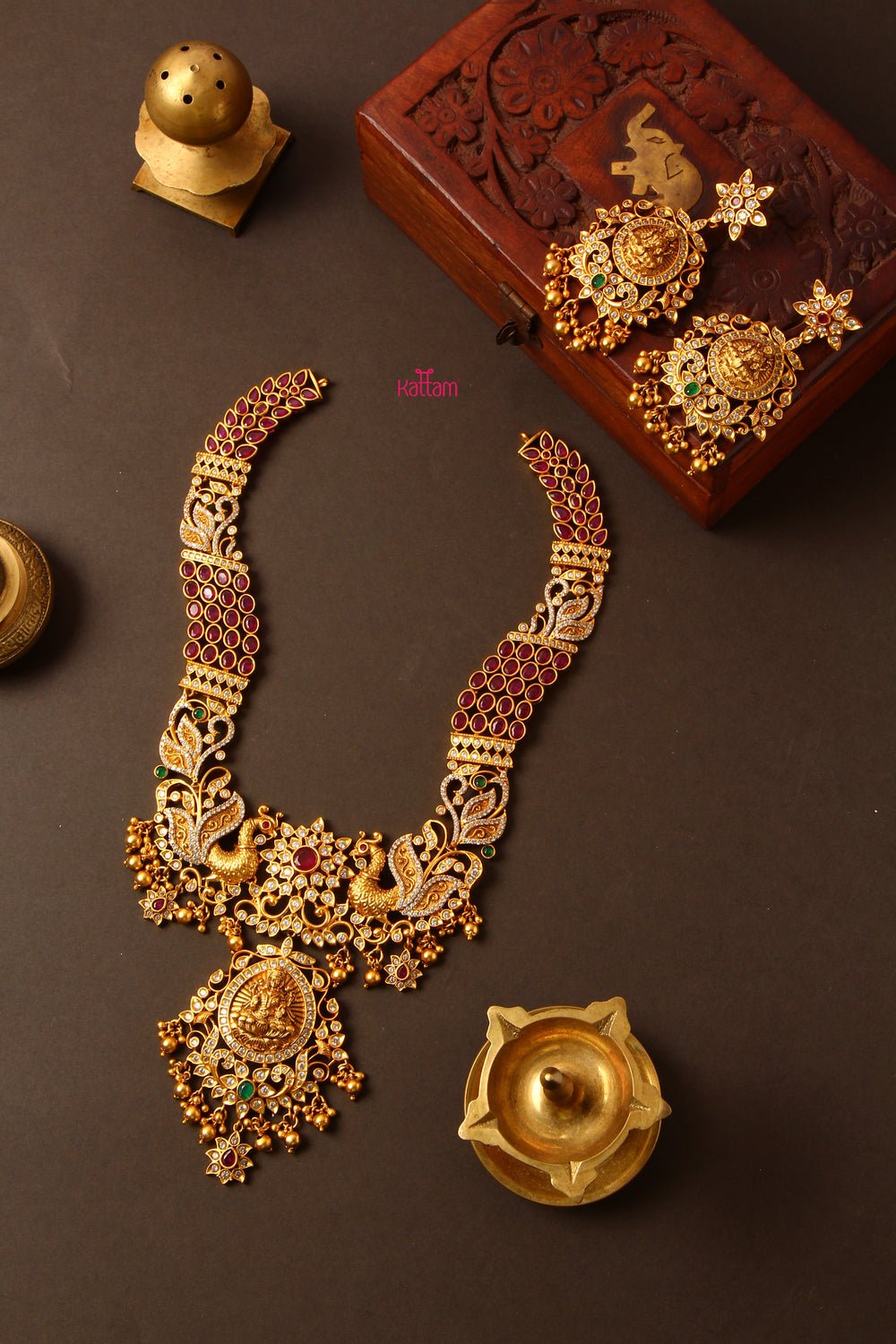 Antique Bridal Peacock Ruby Haram - N826