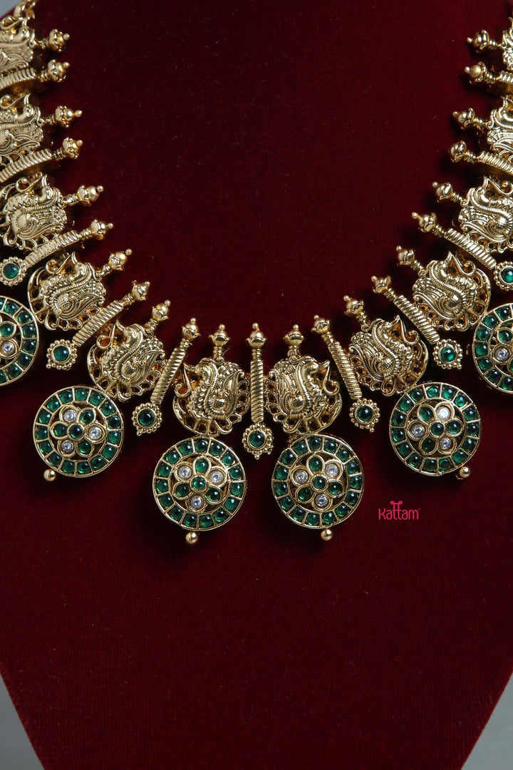 Antique Grand Peacock Green Necklace - N1126