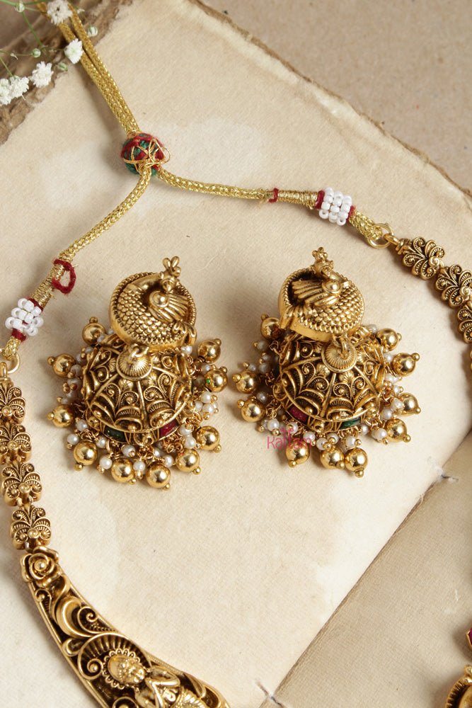 Antique Krishna Kundan Stone Short Necklace - N2633