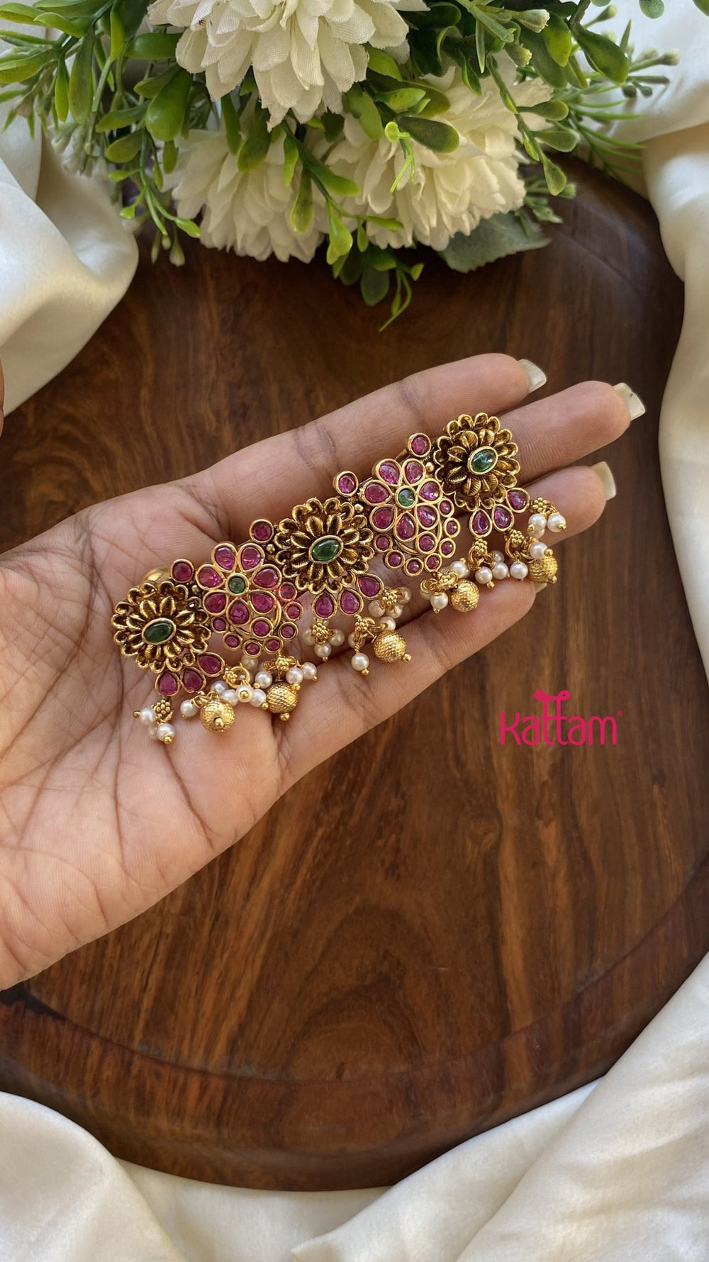 Antique Matte Floral Flower Hair Clip - HC127