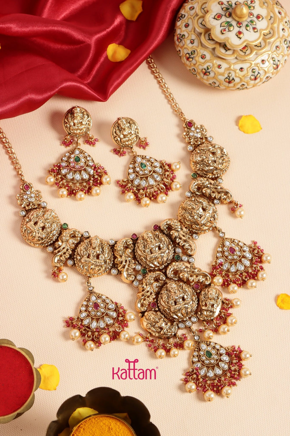 Antique Matte Goddess Bridal Necklace - N3456