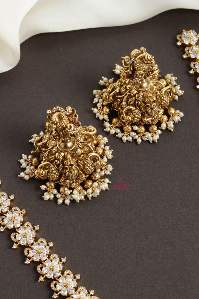 Antique Nakshi Stone Semi Bridal Haram - N2615