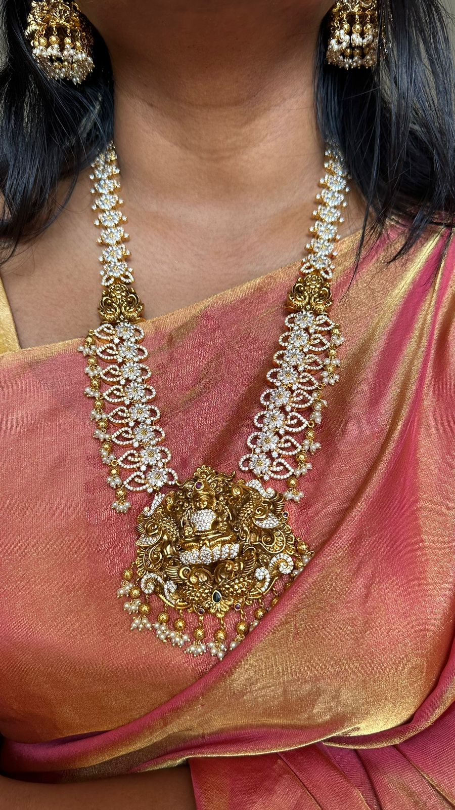 Antique Nakshi Stone Semi Bridal Haram - N2615