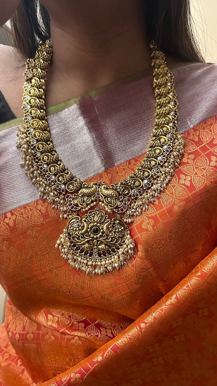 Antique Peacock Pearl Trim Haram - N2992
